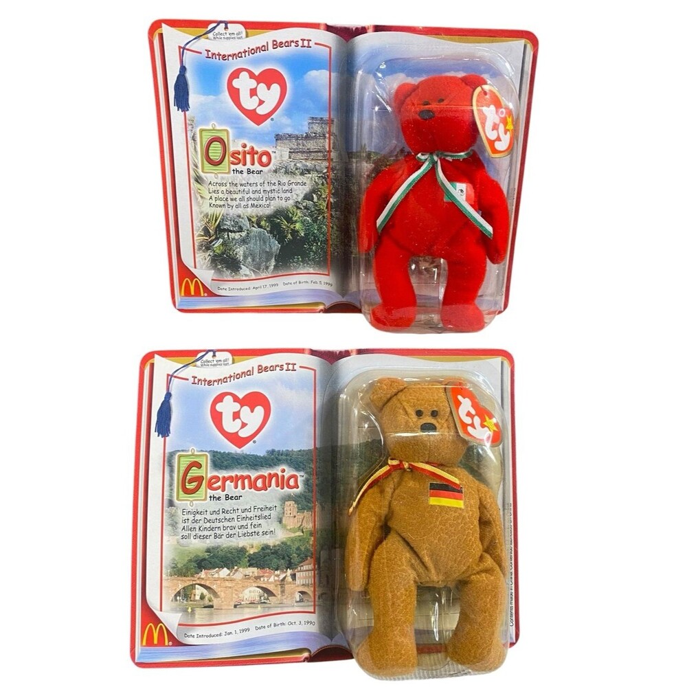 Ty McDonald's Collaboration Beanie Baby International Bears Osito and Germania